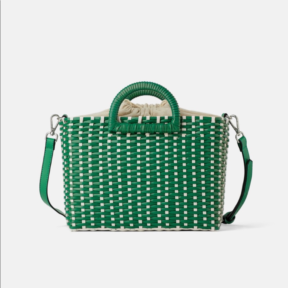 Green woven bag